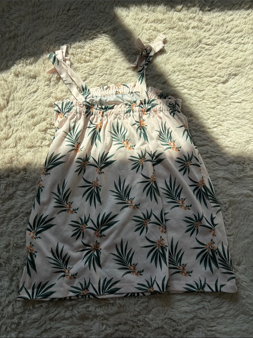Old Navy Pink Tropical Leaf Tie-Strap Sundress